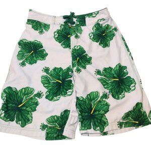 BKE Wet Floral Board Shorts Men's Size 34 Tropical Beach Green Pockets Surfer